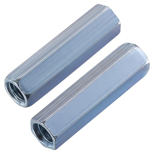 Wensilon(100 pcs)3/8"-16 Coupling Nuts zinc, Extended Hexagon Plated Steel Rod Coupling Nuts