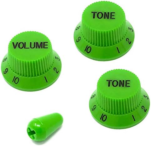 Green Guitar Control Knobs (1 Volume, 2 Tone, 1 Switch Tip) for Fender Strat Style Electric Guitars Fits USA (Imperial) Split Shaft Pots STKUS-GRN