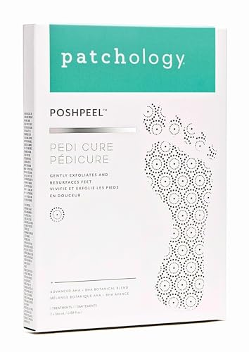 Patchology PoshPeel Pedi Cure - Foot Peel Mask Soak Treatment, Pedicure Foot Spa, Feet Peeling Mask, Pedicure Booties w/Deep Exfoliation for Baby-soft Skin, Pedicure Supplies for Foot Care, 1 Pair
