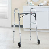 McKesson Folding Walkers with Wheels, Aluminum, 32 in to 39 in, 350 lbs Weight Capacity, 1 Count