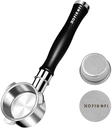 54mm Bottomless Portafilter, Bottomless Naked Portafilter Fits Breville Barista Express BES870/878/880 and 54mm Breville/Sage Espresso Machines, Puck Screen and Filter Basket Included