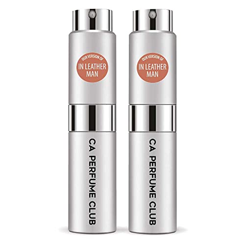 CA Perfume Impression of Etienne A. In Leather Man For Men Replica Version Fragrance Dupes Concentrated Long Lasting Eau de Parfum Spray Refillable Atomizer Bottle 0.27 Fl Oz-X2