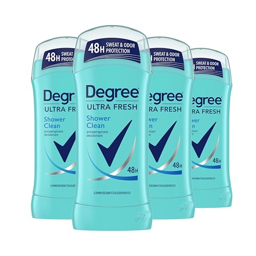 Degree Ultra Fresh Antiperspirant Deodorant Stick Shower Clean Pack of 4 for 48H Sweat and Odor Protection for Women, 2.6 oz