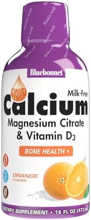 Bluebonnet Nutrition Liquid Calcium Citrate Magnesium Citrate, Vitamin D3, Bone Health, Gluten Free, Soy free, milk free, kosher, 16 Fl Oz, 32 Servings, Orange Flavor, 16 Fl Oz (Pack of 1)