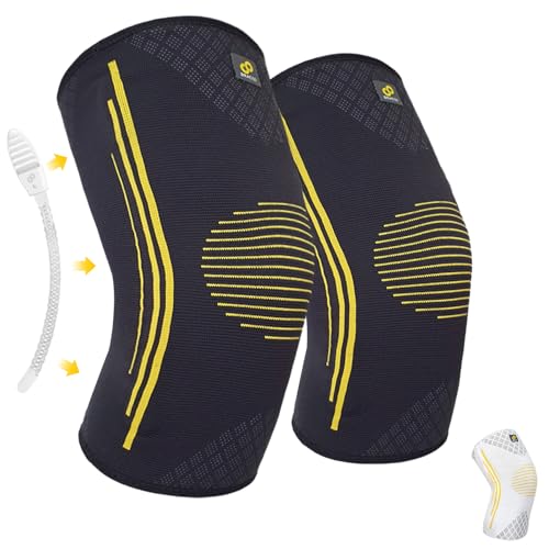 Bracoo 2 Pack Knee Compression Sleeves for Men and Women – Knee Support Brace for Running, Workout, Pain Relief, Meniscus Tear, Arthritis, Joint Recovery, Sports Injury, KE92
