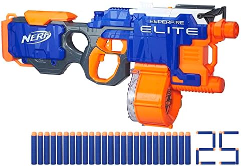 Nerf HyperFire Motorized Elite Blaster, 25-Dart Drum, Fires Up to 5 Darts Per Second, Includes 25 Official Elite Darts (Amazon Exclusive)