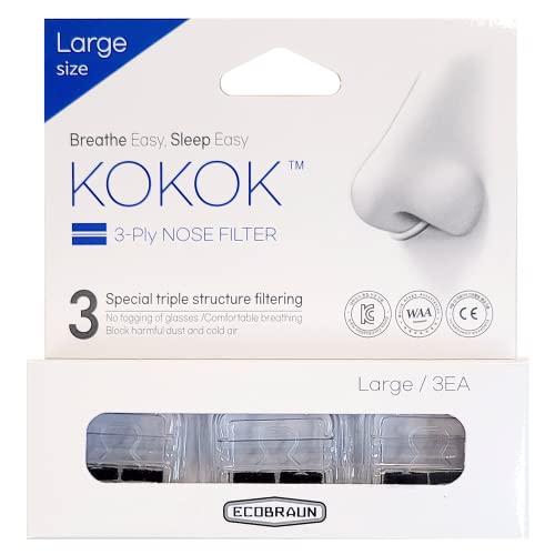 3-Ply Nose Filter Reusable Breathable Nasal Plugs Air Filteration for Dust, Pollution, Block Cold Air - Pack of 3 (Large)