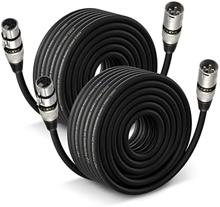 EBXYA XLR Cable 50 Ft 2 Pack, Balanced DMX Cable, 3 Pin Male to Female Microphone Cable Mic Patch Cords Compatible with Speakers, Mixer, Stage Lighting