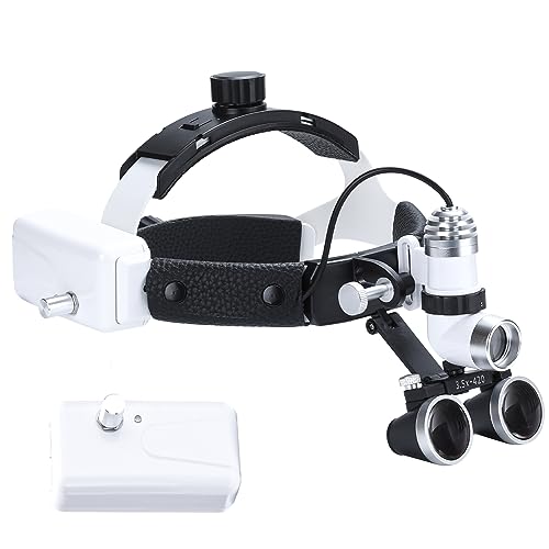 Binocular Loupes with Light - 3.5X Magnification Denshine Loupes, Surgical Loupes with High-Quality Optics and Adjustable Distance