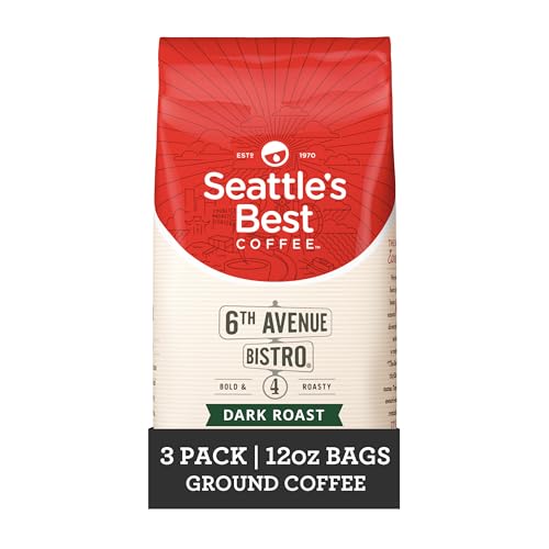 Seattle's Best Coffee 6th Avenue Bistro Dark Roast Ground Coffee | 12 Ounce Bags (Pack of 3)
