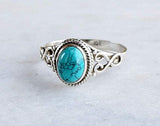 Turquoise Stone Ring 925 Sterling Silver Statement Ring For Women Handmade Rings Gemstone Christmas Promise Ring Size US 8 Gift For Her