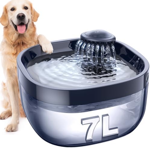 7L/1.8Gal Dog Water Fountain for Large Dog, FEELNEEDY Dog Water Bowl Dispenser Pet Water Fountain, Water Dispenser for Dogs with Ultra Quiet Pump for Multiple Cats, Dogs, Pets (FN-W05, Blue)