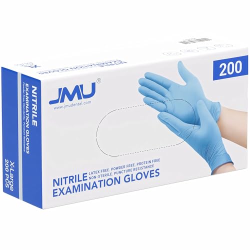 JMU 200 Medical Nitrile Gloves Blue, XS, 3.5 Mil Nitrile Gloves Disposable Latex-Free