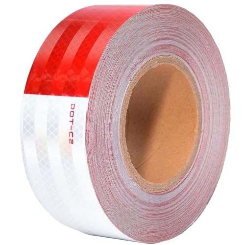 SWRT 2 Inch x 160 Feet DOT-C2 Reflective Tape Red White Reflective Tape Outdoor Waterproof Conspicuity Strong Adhesive Reflector Tape Warning Safety Reflective Tape for Vehicles Trailers Boats Signs