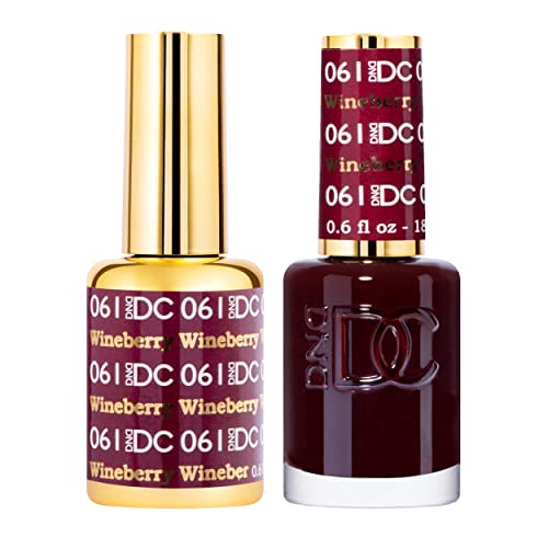 DND DC Gel Polish Set, Red Collection, UV/LED Gel Polish and Air Dry Nail Lacquer, Matching Chip-Free Polish Duo, 061 Wineberry, 0.5 Fl Oz
