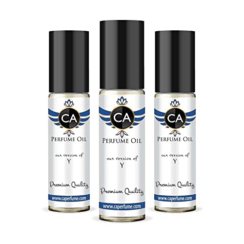 CA Perfume Impression of Yves S. Lauren Y For Men Replica Fragrance Body Oil Dupes Alcohol-Free Essential Aromatherapy Sample Travel Size Concentrated Long Lasting Attar Roll-On 0.3 Fl Oz-X3