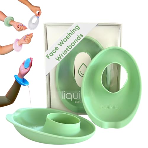LiquiBands Silicone Wrist Bands for Washing Face - Spa Face Wash Wristbands That Keep You Dry - 1 Pair of Wrist Water Guards - Essential Beauty Accessory for Teen Girls Sage Green