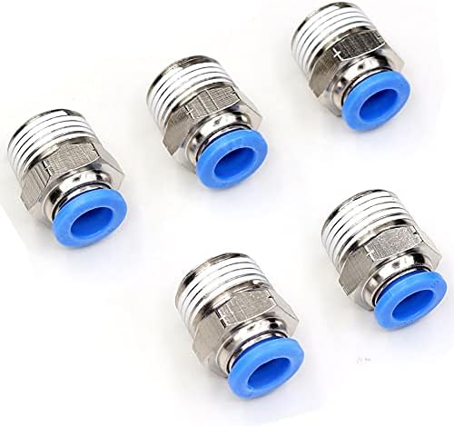 CEKER 8mm Tube Od x 3/8" NPT Push to Connect Air Fittings Push in Connectors Air Line Quick Connect Fittings Pneumatic Fitting Air Tube Fittings 5Packs