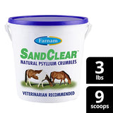 Farnam Sand Clear for Horses Natural Psyllium Crumbles, Veterinarian recommended to support the removal of sand & dirt from the ventral colon, 3 lbs., 9 scoops