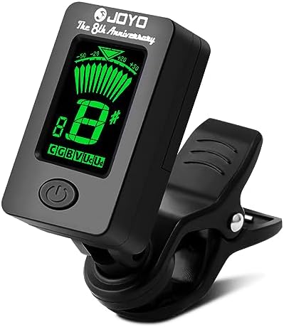 JOYO Clip on Guitar Tuner for Ukulele, Violin, Mandolin, Guitar, Bass, Digital Electronic Chromatic Tuner (JT-01, Black, 4PCS)