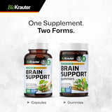 BIO KRAUTER Brain Supplement for Memory and Focus - Memory Pills - Brain Booster Capsules - Organic Ashwagandha, Panax Ginseng and Ginkgo Biloba - 1200 mg - 100 Vegan Caps, No Fillers