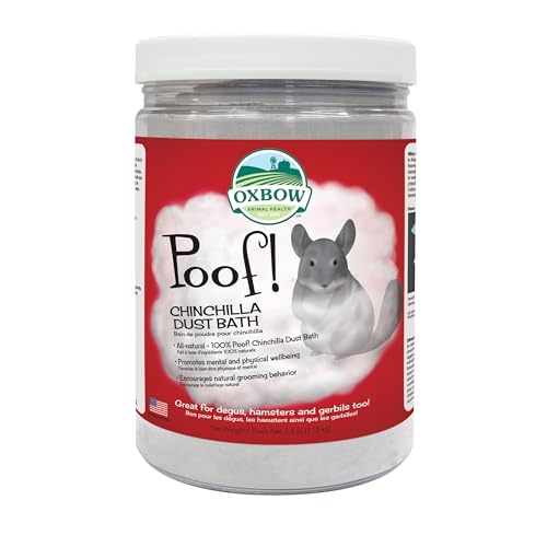 Oxbow POOF! Chinchilla Dust Bath,100% Natural Blue Beauty Dust for Chinchillas, Degus, Gerbils, and Hamsters, Small Animal Grooming, Natural Dusting Powder, 2.5 lbs Jar