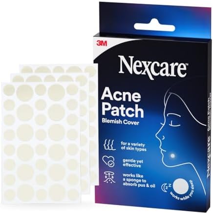 Nexcare Acne Patches, Pimple Patches for Face and Body, Hydrocolloid Patches Suitable for Most Skin Types - 108 Small and Medium Patches