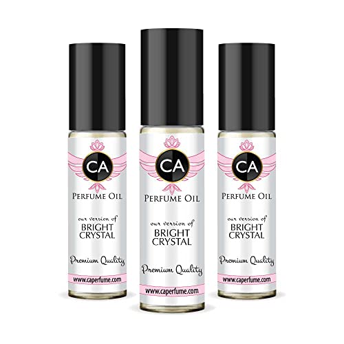 CA Perfume Impression of Bright Crystal For Women Replica Fragrance Body Oil Dupes Alcohol-Free Essential Aromatherapy Sample Travel Size Concentrated Long Lasting Attar Roll-On 0.3 Fl Oz-X3