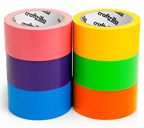 Rainbow Colored Duct Tape Pack - 6 Bright Colors, 15 Yards x 2 Inch Rolls - Duct Tape Heavy Duty, Bulk Multi-Pack for Arts, Crafts, DIY Projects