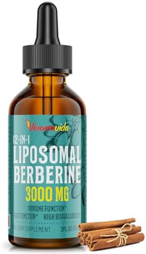Berberine HCl Drops Supplement 3000 mg - Liposomal Berberine HCl Liquid - AMPK Activator with Turmeric, Ceylon Cinnamon, 12 Natural Ingredients - 2 fl oz