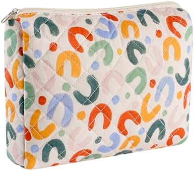 Makeup Bag Travel Cosmetic Bag for Women Girls, Zipper Make Up Pouch, Floral Flowers Toiletry Organizer Makeup, Portable Storage Bag, Cosmetic Travel Cloth Bag (L/UU Colourful)