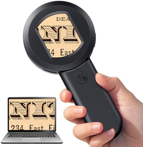 Hayve Digital Magnifier with 2inch IPS Screen 100X Magnifying Glass with Light, Magnifier for Reading, White & Purple Lights,Windows Compatible,32GB TF Card