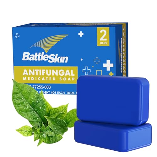 Antifungal Medicated Soap Bar, Tea Tree Oil Body Soap Bar, Athletes Foot Jock Itch Ringworm Yeast Infection Treatment With Natural Tea Tree Oil, Eucalyptus Oil, and Lavender Oil, 2PCS