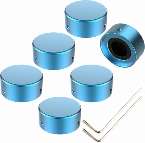 Aluminum Guitar Pedal Footswitch Toppers w/ 3 Set Screws – Non-Slip, Barefoot-Friendly Solutek Buttons (Lightblue, V1 9/10" for 3/8" 10mm Switch)