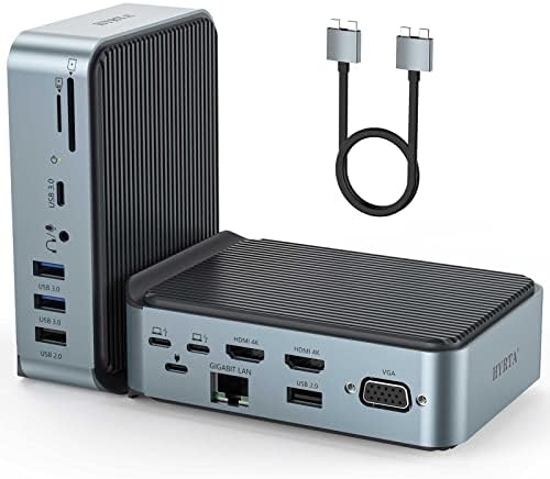 USB C Docking Station Dual Monitor for MacBook Pro Air,15 in1 USB C Hub Multiport Adapter with 2 HDMI 4K,VGA,USB3.0/2.0, SD TF Card Reader and 100W PD Compatible with MacBook/All Mac OS Laptops