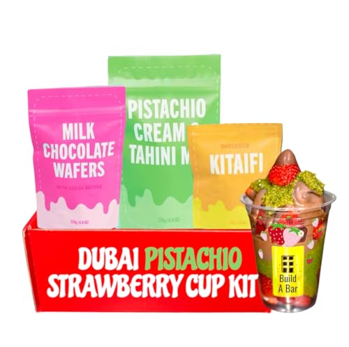 DIY Dubai Pistachio Chocolate Strawberry Making Kit Pistachio Butter, Knafeh/Phyllo Dough, Chocolate Valentines Day Gift