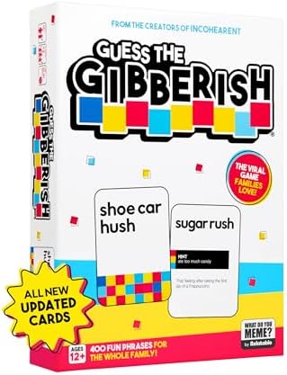 Guess The Gibberish Card Game for Families by Relatable, From The Creators of Incohereant, Fun Kids Games for Kids 12+, Easter Basket Stuffers, Includes 400 Cards, Instructions, and 1 Sand Timer