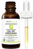 RejuveNaturals Extra Strength Oil of Oregano, USDA Organic, 1 fl oz (30ml Liquid) Wild, Mediterranean Oregano Oil. Concentrated Immune Support Drops. Gluten Free, Vegan & Non-GMO. Min 77% Carvacrol
