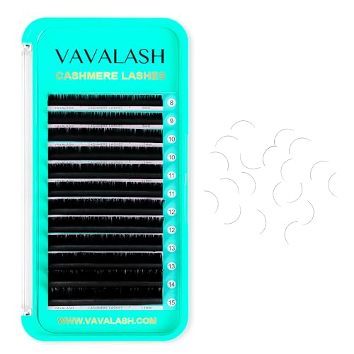 VAVALASH Cashmere Lashes 0.03/0.05/0.07 Premium Lashes Volume Eyelash Extensions 8-20MM Individual Silk Lashes, Soft Super Matte Black Professional Lashes Extension Tray Supplies (0.03-D-8-15MM)