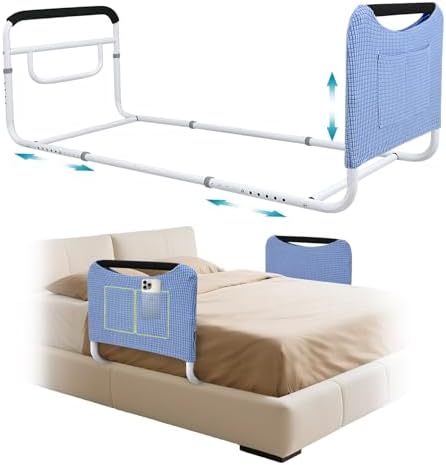 Mybow Double Bed Rail, U Bar for Medical Bedside Safety Assisting Rails, Railing Support for Elderly Adults Under Mattress Handrail, Hospital Dual Bed Rails for Seniors Twin Full Queen Adjustable Rail