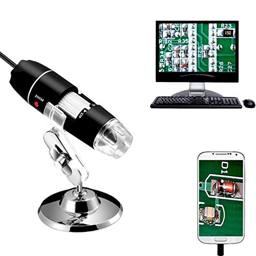 40 to 1000x Magnification Endoscope, 8 LED USB 2.0 Digital Microscope, Mini Camera with OTG Adapter Metal Stand, Compatible with Mac Windows 7 8 10 11 Android Linux Chrome Not for iPhone/iPad