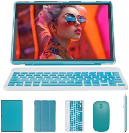 2 in 1 Tablet with Keyboard Case Mouse Stylus, 10 inch Tablet Android 14 Tablets PC, 6GB RAM+32GB ROM 1TB Expandable Tableta, 6000mAh Battery IPS 10.1" Tab 2MP+8MP Dual Camera WiFi Bluetooth Tablet.