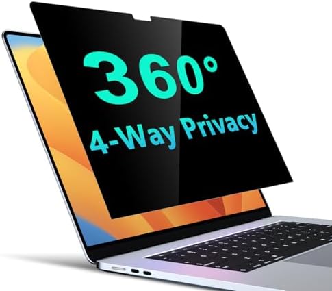 PYS 4-Way Privacy Screen for MacBook Air 15.3 Inch (2025-2023, M4/M3/M2) - 360° Anti-Spy Filter, Matte Anti-Glare Protector, Scratch-Resistant Film, Laptop Privacy Filter Shield