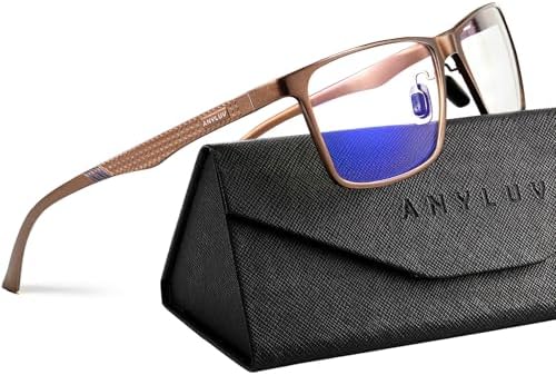 ANYLUV Blue Light Glasses Men/Women, Al-Mg Metal Computer Blue Light Blocking Glasses, Relieve Eyestrain and Eye Protection