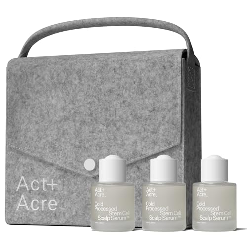 Act+Acre 3-Pack Mini Cold Processed Stem Cell Scalp Serum - Promotes Thicker and Fuller-Looking Hair - Soothes and Hydrates the Scalp - Sulphate and Paraben Free - Aloe Vera for Improved Scalp Health.