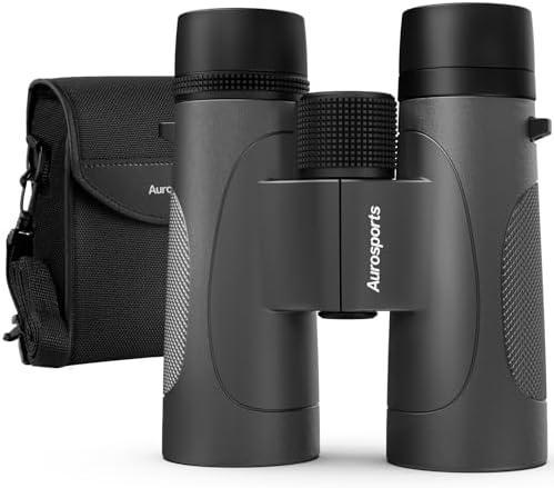12x42 UHD Waterproof Binoculars for Adults: Aurosports High Powered Binoculars Easy Focus - Large View Lightweight Binoculars with Clear Low Light Vision for Bird Watching Hunting Trip Hiking Black