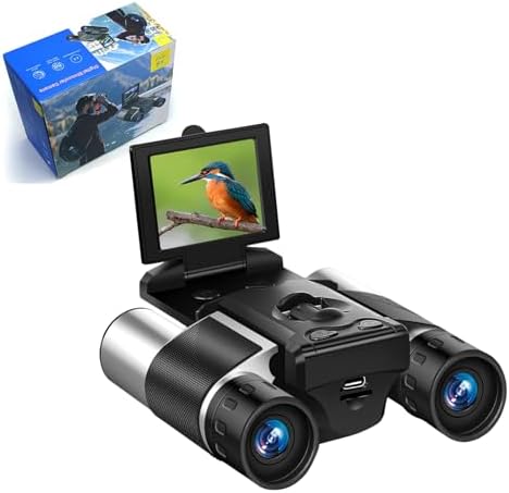 10x25 Binoculars with Camera, 2 Color Screen 8X Digital Zoom 48MP Pictures 2.5K Videos Camera, Digital Binoculars for Bird Watching Hunting Outdoor Adventures (Silver)