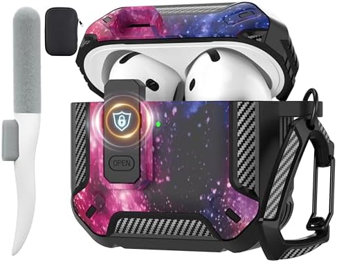 Maxjoy for AirPods 4 Case with Lock, Shockproof AirPods 4 Case with Cleaner Kit and Keychain, Starry Sky