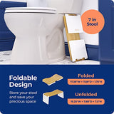 Squatty Potty Stockholm Folding Bamboo Toilet Stool 7" Collapsible, Brown and White, 1 Count