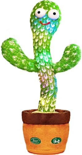 Talking Cactus Toy with LED 120 English Songs, Singing Musical Toy, Tummy Time Toy Baby Mimicking Repeats What You Say (Audio Recording & Retelling)